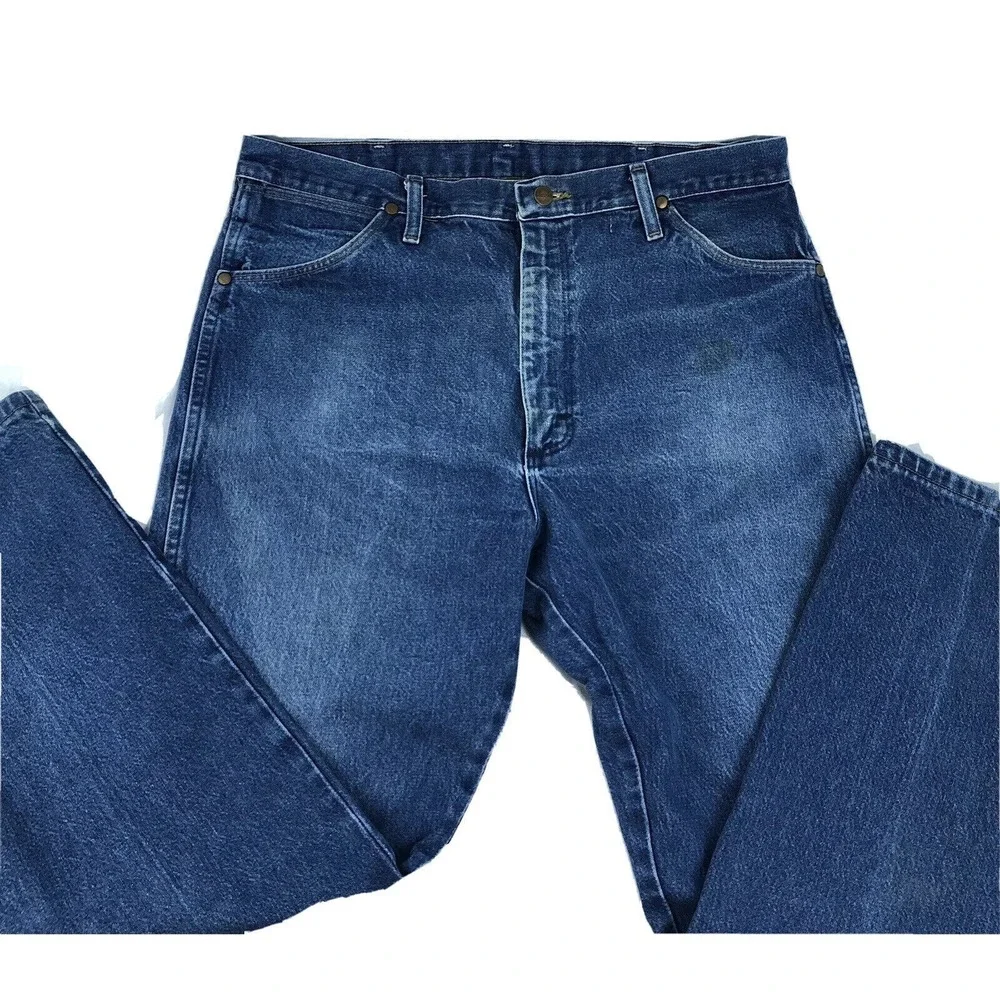 Wrangler 13MWZ Men's‎ Straight Leg Denim Blue Jeans Size 38x30 Cowboy Rodeo Cut